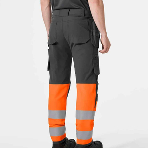 Custom Manufacturer OEM ODM High Visibility <b>Work</b> <b>Pants</b> With Reflective Stripes Orange And <b>Black</b> Cargo Style For Men - Product Image 3