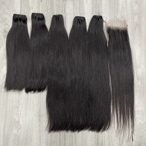 Extensiones de cabello Remy vietnamitas lisas de moda, súper doble densidad, mechones con doble trama a máquina, cuerpo completo, gruesas, de alto acabado, listas para usar. - Product Image 1