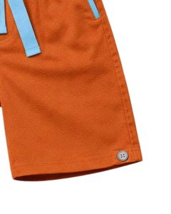 Custom Men Burnt Orange Sleeveless Tank Top And Shorts <b>Set</b> Casual Summer Cotton Outfit Sky Blue Trim Drawstring Two Piece <b>Set</b> - Product Image 6