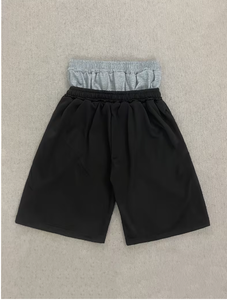 Shorts pour hommes noirs à double taille avec cordon de serrage, imprimé pistolet, style sport décontracté, taille mi-haute, en polyester, design respirant - Product Image 2