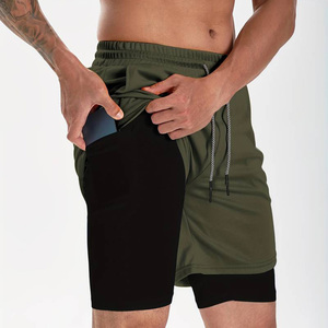 กางเกงวิ่งผู้ชายแบบ 2-in-1 สองชั้น แห้งเร็ว สำหรับออกกำลังกาย ฟิตเนส เทรนนิ่ง กีฬา พร้อมซับในรัดรูปและกระเป๋าซิป - Product Image 5