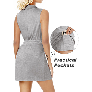 ชุดเสื้อกล้ามและกางเกงขาสั้นสำหรับเล่นพิคเคิลบอลแบบแห้งเร็วสำหรับผู้หญิง ชุดเสื้อกล้ามคอสูงและกางเกงขาสั้นสองชิ้นสำหรับเล่นพิคเคิลบอลสำหรับผู้หญิง - Product Image 5