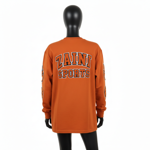 Womens Long Sleeve T Shirt GSM Thick Cotton Jersey <b>Rust</b> Brown Sports Graphic Applique Print Custom Logo long sleeve shirt Cotton - Product Image 2