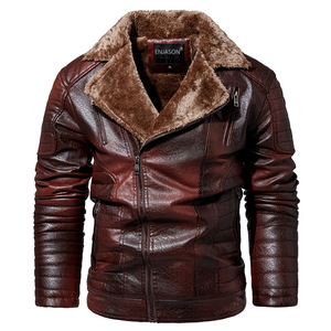Chaqueta de cuero a la moda para hombre, chaqueta de lana delgada para motocicleta de otoño para hombre, chaqueta de cuero PU para motorista informal de invierno para exteriores para hombre - Product Image 4
