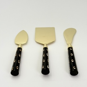High Quality Stainless Steel <b>Cheese</b> Tools <b>Set</b> Gold PVD Finish with black Resin Handle Eco - Friendly Dishwasher Safe <b>Cheese</b> <b>Set</b> - Product Image 2