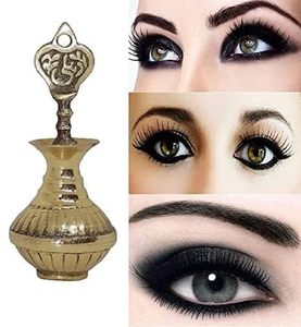 Porte-crayon Surma Kajal en laiton poli plaqué or, fait main, design floral, style antique, décoration d'intérieur, maquillage pour les yeux - Product Image 5