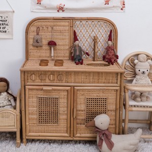 Cocina de juguete de ratán hecha a mano, miniatura para juegos imaginativos, juguetes educativos para niños - Product Image 5