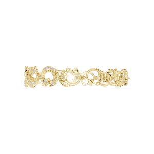 Bracelet Vintage à Motifs Floraux et Diamants, Or Jaune Massif 9K 10K 14K 18K, Diamant CVD Cultivé en Laboratoire VVS DEF, Bracelet à Maillons - Product Image 2