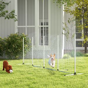 Set di 4 Pezzi Bianco per Addestramento Agility Cani con Pali Impermeabili, Tubo Spruzzatore d'Acqua, Fischietto e Borsa per il Trasporto per l'Addestramento degli Animali Domestici - Product Image 2