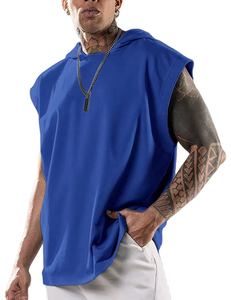 Débardeurs de sport à capuche pour hommes, avec cordon de serrage, pour l'été, musculation, coupe musclée, sans manches, pour la gym - Product Image 4