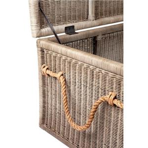 Braided Natural Rattan Chest <b>with</b> Lift-top Lid Coastal Boho Style Rattan <b>Storage</b> Trunk <b>Bench</b> for Bedroom Entryway or Living Room - Product Image 2
