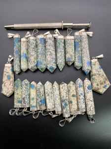 Pendentif artisanal en argent sterling K2 Jaspe, pierre bleue, pointe de pierre précieuse naturelle, bijoux en gros - Product Image 5