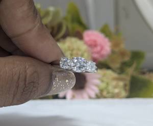 Anillo de Compromiso de Tres Piedras con Moissanita de Corte Redondo de 1.15 Ct para Mujer, Anillo de Boda Solitario de Plata Esterlina 925 - Product Image 4