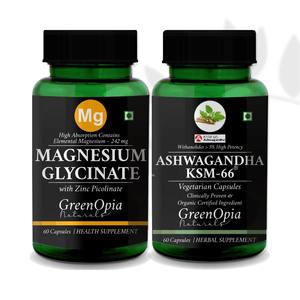 Capsules de magnésium glycinate, zinc, KSM-66 Ashwagandha, mélange minéral à base de plantes, capsules végétariennes |   Complément alimentaire en marque privée - Product Image 1