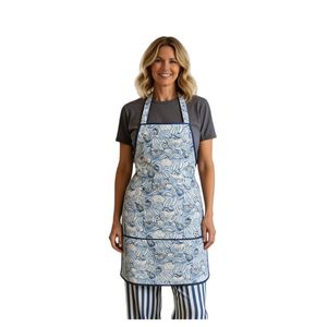 Tablier de cuisine à prix imbattable avec motif floral bleu Meadow Song, lavable en machine, usage quotidien, style classique, 1 à 4 poches - Product Image 1