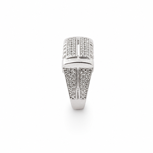 Silver Color Oval Diamond Look Mens Fashion <b>Ring</b> Halo Inlay <b>Statement</b> Jewelry for Party Wedding - Product Image 4
