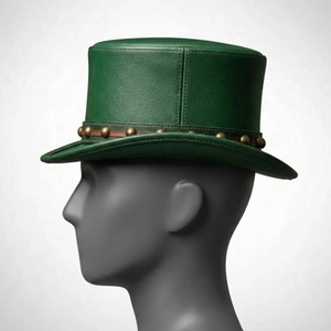 Sombrero de Copa de Cuero Estilo Vintage para Hombre y Mujer, Elegante Sombrero de Corona Alta para Fiestas y Eventos Temáticos - Product Image 6
