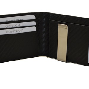 <b>Men's</b> Carbon Fiber Bi-Fold <b>Wallet</b> Slim Geometric Pattern Daily Use Fold Closure Personalised Front Pocket Money Clip <b>Wallet</b> - Product Image 3