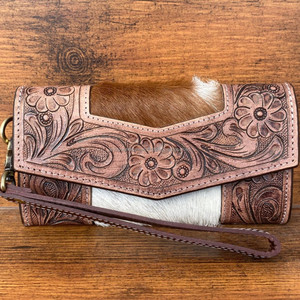 กระเป๋าคลัทช์หนังวัวขนสัตว์สำหรับผู้หญิงกระเป๋าคลัทช์หนังสไตล์ตะวันตกใบมีดแกะสลักด้วยมือดีไซน์ใหม่ - Product Image 3