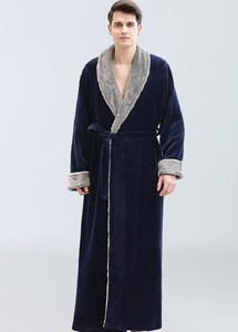 Pijama de Franela para Hombre, Otoño-Invierno, Manga Larga, Forro Polar, Grueso, Cálido, Suave, Casual, Holgado, con Cordones Laterales - Product Image 2