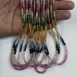 Cuentas facetadas de zafiro natural AAA, cuentas redondas de zafiro arcoíris, hilo de piedras preciosas para la fabricación de joyería, cuentas sueltas al por mayor. - Product Image 4