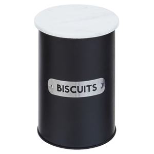 Boîte à biscuits noire de qualité supérieure avec couvercle en marbre élégant pour des solutions de conservation et d'organisation des aliments de stockage de cuisine élégantes - Product Image 1