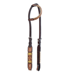 Calidad superior Handmade100 % Cuero genuino Western One Ear Headstall Con pintura a mano y látigo Stitch Proveedor Fabricante - Product Image 3