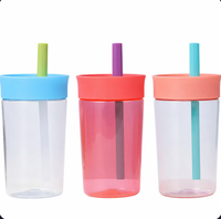 Vaso Reutilizable de Plástico Libre de BPA con Pajita, 450 ml