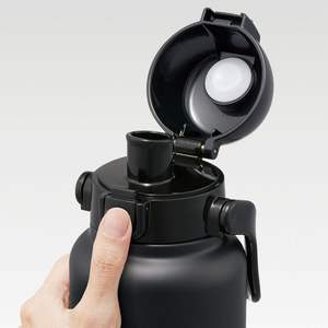 Logo personnalisé bouteille d'eau de sport flacons sous vide et thermos une poussée directe bouteille avec poignée 1200ml noir/STD12H _ 596759 - Product Image 3