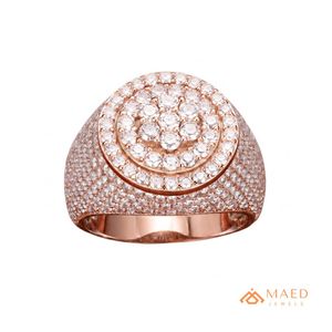 Anillo de Moissanita con Incrustaciones, Chapado en Oro Rosa, Diseño Redondo, Anillo Elegante para Hombre y Mujer, Estilo Americano - Product Image 1