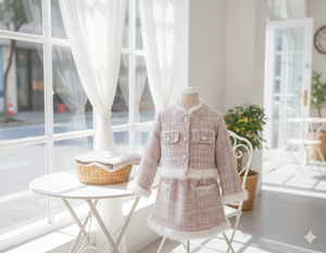 Conjuntos de Falda y Blusa de Manga Larga para Niñas, Casuales, de Tela de Poliéster y Algodón, Color Sólido, Lavables - Product Image 5