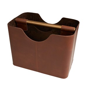 Revistero Minimalista de Madera de Acacia al por Mayor con Detalles en Cuero - Product Image 3