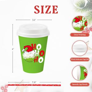 Confezione da 48 Bicchieri di Carta Usa e Getta da 12 oz con Coperchi e Cannucce per Feste Natalizie - Product Image 3