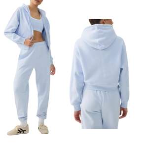 Conjunto Deportivo de 2 Piezas para Mujer, Sudadera Corta con Cierre y Pantalones Jogger, Ropa de Estar por Casa, Logotipo Personalizado, OEM, Venta al Por Mayor - Product Image 1