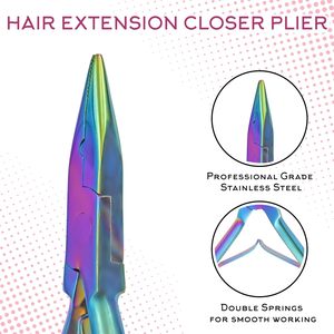 Hair Extension <b>Pliers</b> <b>Set</b> Metal Rainbow Color Tools for Install and Remove 6D Connectors - Product Image 6