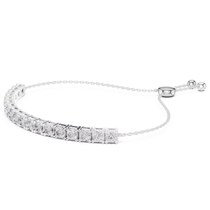 สร้อยข้อมือเทนนิสทองคำแท้ 18K 14K 10K ประดับเพชรแล็บ ดีไซน์แฟชั่น พร้อมเพชรแล็บทรงกลม - Product Image 1