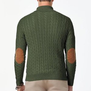 <b>Men's</b> Knitted <b>Long</b> Sleeve Solid Color Green Sweater Button Closure Pullover Autumn Casual Wear - Product Image 3
