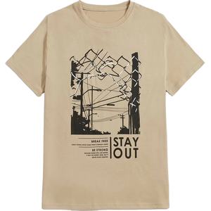 T-shirts pour hommes de sérigraphie personnalisée d'usine directe de haute qualité 100% coton peigné coupe ample t-shirts imprimés à col rond - Product Image 6