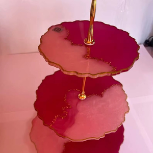 Soporte de Pastel de Resina Hecho a Mano de Lujo, Mesa Redonda para Exhibición de Postres, para Bodas, Fiestas de Cumpleaños, Decoración de Eventos de Panadería y Uso en Catering - Product Image 1