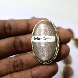 Colgante de Piedra Lunar Melocotón con Ranura de Latón, Piedra Lunar de Alta Calidad con Ranura, Cristal Hecho a Mano, Piedra Lunar con Macramé, Precio al por Mayor - Product Image 5