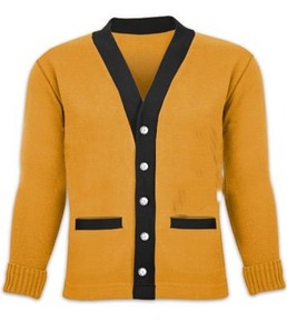 Cardigan à col en V pour homme avec logo personnalisé, bordure blanche, manches longues, fermeture boutonnée, tricot en coton, vêtement décontracté - Product Image 2