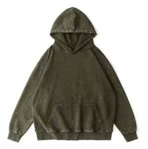 Sweat-shirt à capuche surdimensionné pour homme, couleur unie, en coton French Terry, décontracté, pour l'automne, coupe classique, avec poche, en maille - Product Image 1