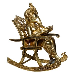 Escultura de Ganesha en Latón Chapado en Oro Pulido, Superventas, para Sala de Estar, Sala de Puja, Decoración de Meditación, Disponible a Precio de Fábrica - Product Image 3