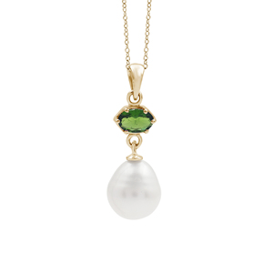 Nouveau Collier Pendentif Tendance en Argent Sterling 925 avec Diopside Chromé Naturel et Perle pour Femme, Vente en Gros de Bijoux - Product Image 5