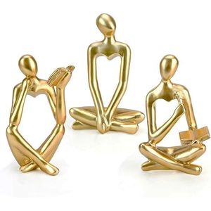 Scultura d'Arte Astratta Moderna, Statua del Pensatore Dorata per Soggiorno, Ornamento da Collezione in Resina - Product Image 1