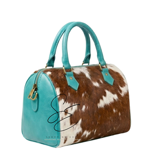 Nuevo Bolso de Cuero Turquesa de Alta Calidad con Pelo, Estilo Boho Chic Vaquero, Bandolera de Piel de Vaca, Bolso Rápido de Cuero Personalizado - Product Image 2