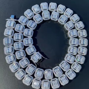 Cadena de Diamantes Moissanite de Eslabones Cubanos de 16 mm, Personalizada, de Alta Calidad, Plata de Ley 925, Oro Blanco y Rosa - Product Image 3