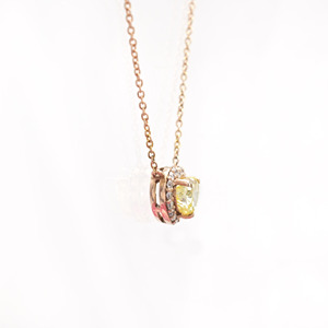 Collar de Moda con Diamantes Amarillos de 0.71 Quilates y Diamantes G-H en Forma de Corazón con Oro Rosa de 14k, Regalo Perfecto para Mamá - Product Image 6