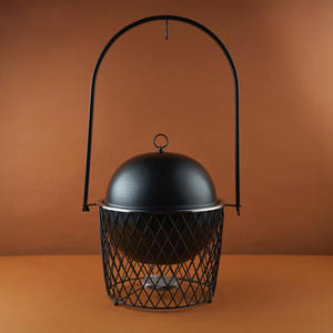 Plat de service moderne en acier inoxydable avec couvercle et support en maille, chauffe-plat rond pour buffets de luxe au Moyen-Orient, mariages et traiteurs - Product Image 5