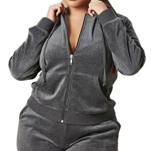 Conjunto Deportivo de Terciopelo para Mujer 2026, Sudadera con Capucha y Pantalones de Chándal de Poliéster/Algodón para Gimnasio, Entrenamiento Deportivo, Conjunto de Dos Piezas - Product Image 1